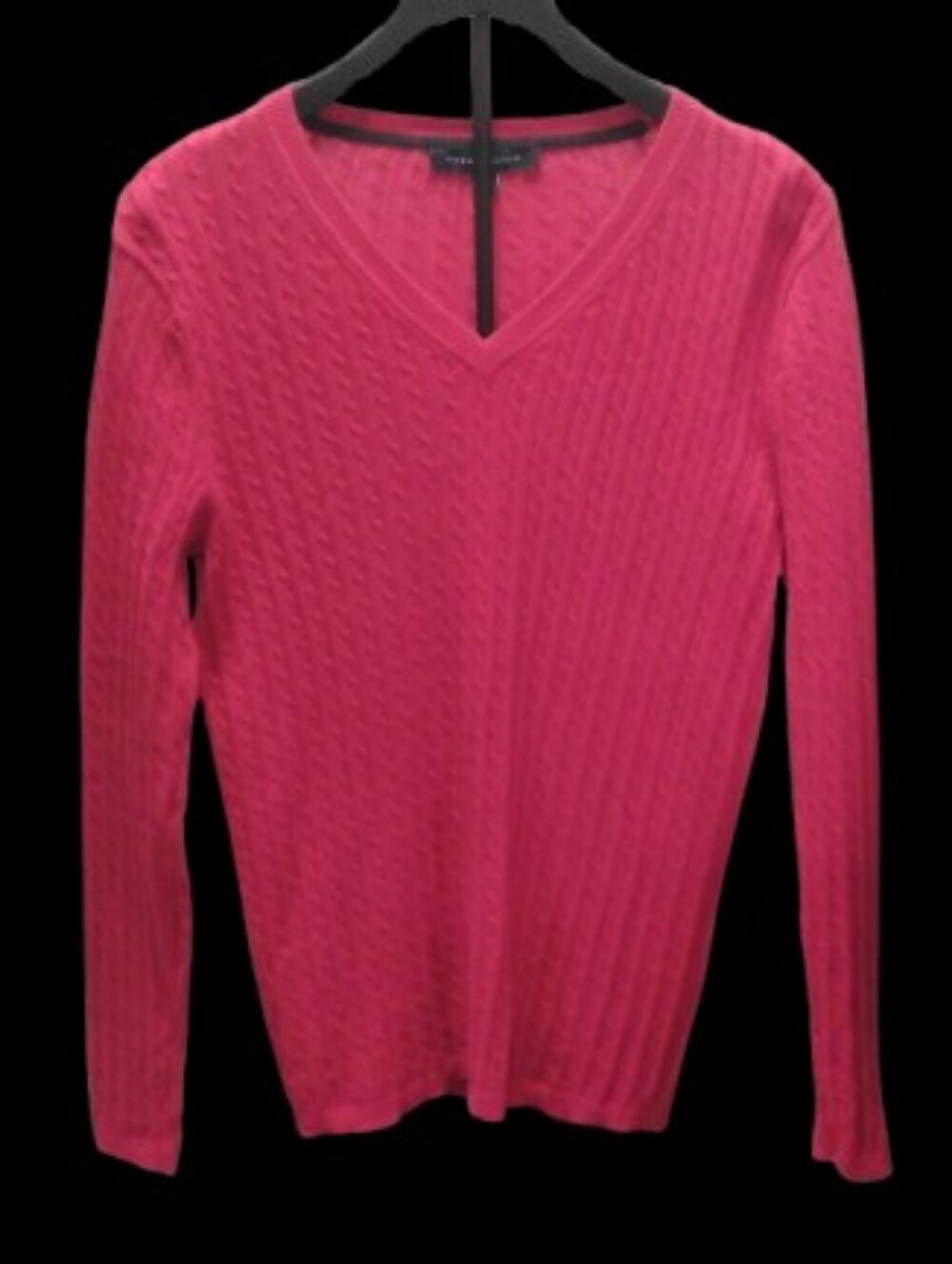 Tommy Hilfiger Red V-Neck Cable Knit Sweater